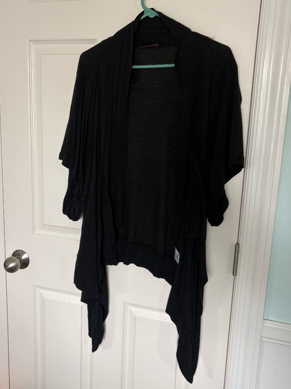Lilac Black Open-Front Draped Cardigan